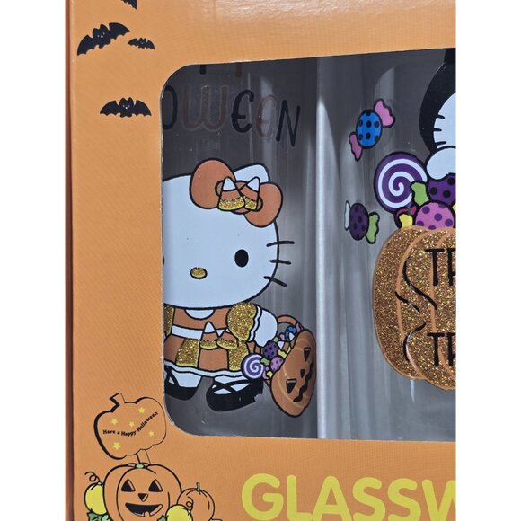 HELLO KITTY HALLOWEEN Set Of Four 10 oz(295 ml) Each Glass Cups - Picture 2 of 10
